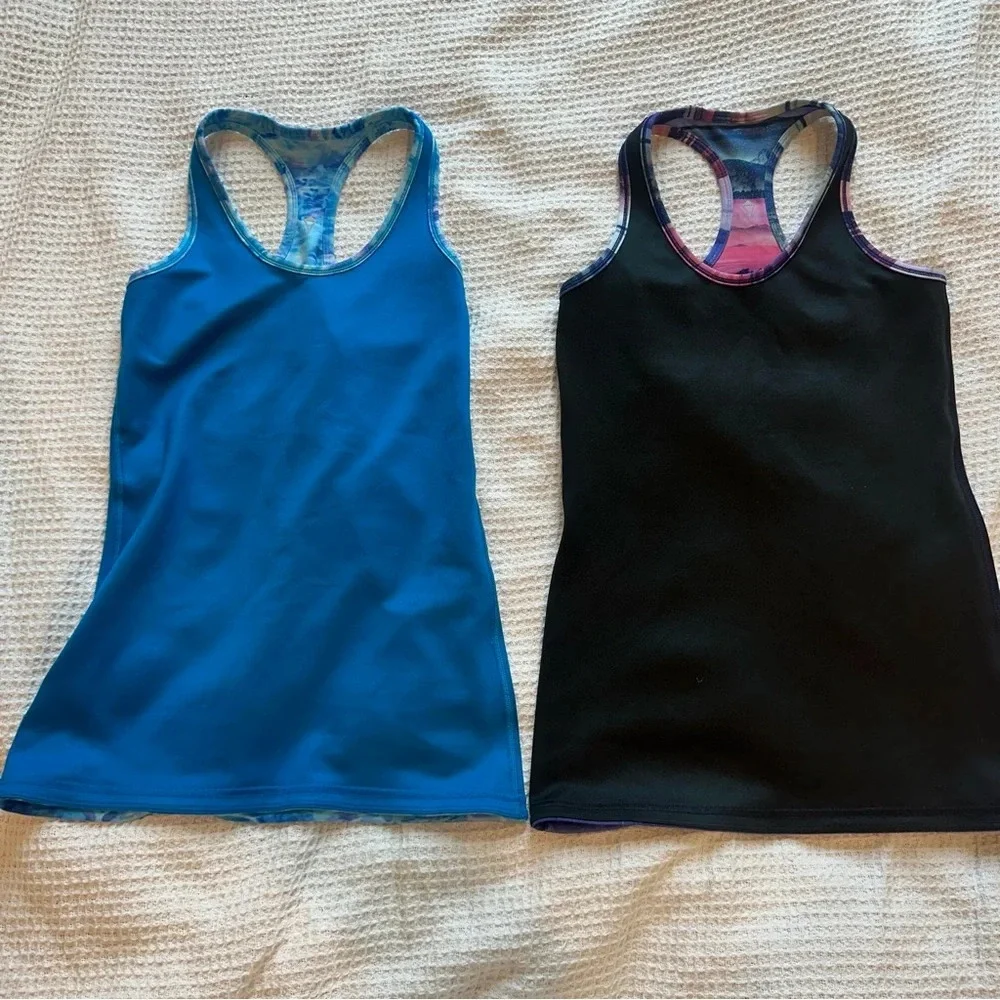 NWOT Set of 2 Lululemon Ivivva KeepUrCool Racer Tank tops, size 14, reversible - Picture 2 of 11